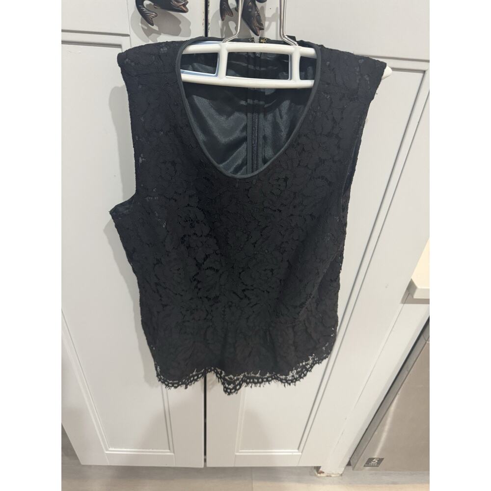 J Crew Peplum top women sz 2 black lace whimsigoth black lace overlay sleeveless